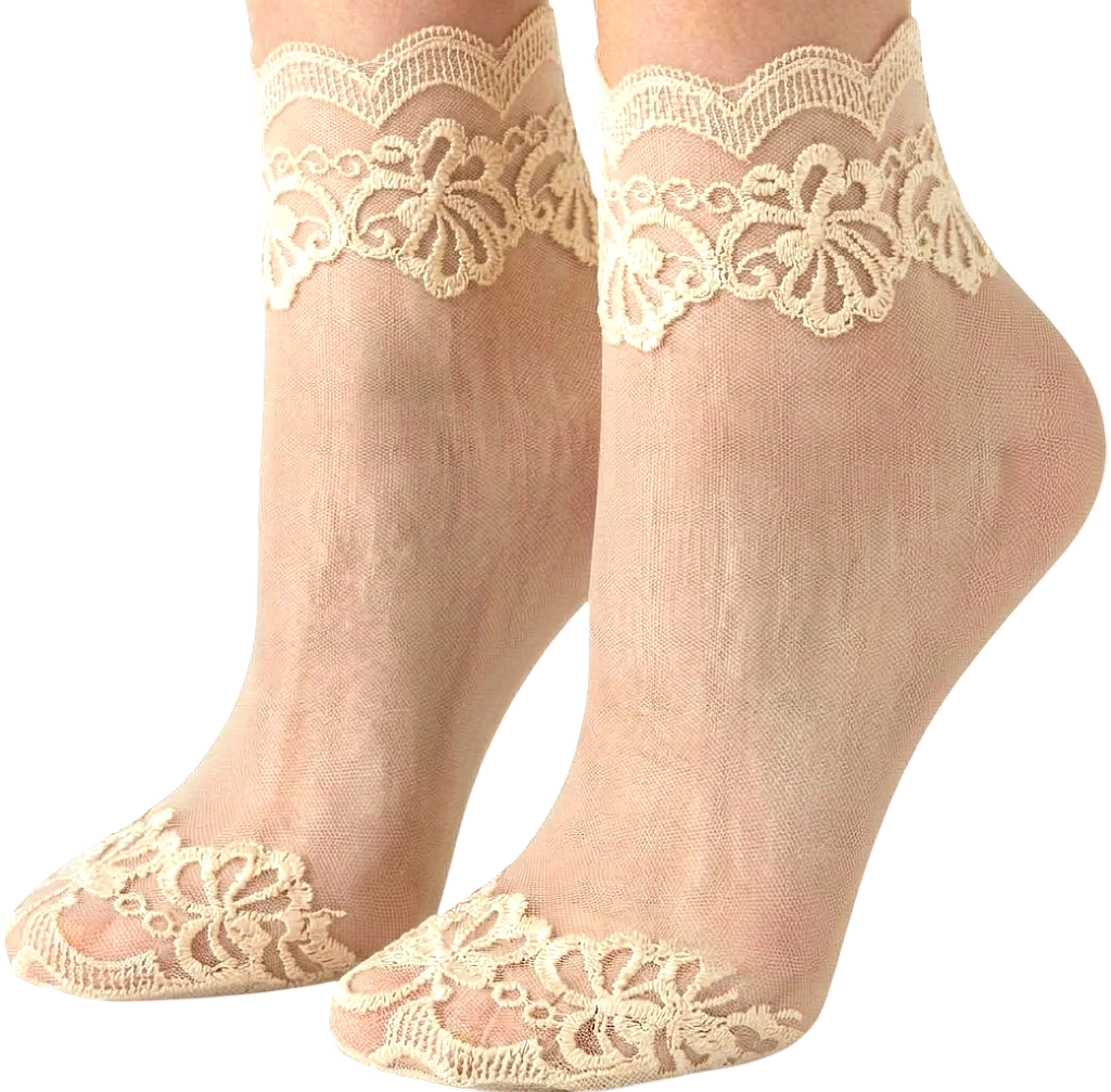 جوراب گیپور نیم ساق کفی پارچه ای GUOCAI